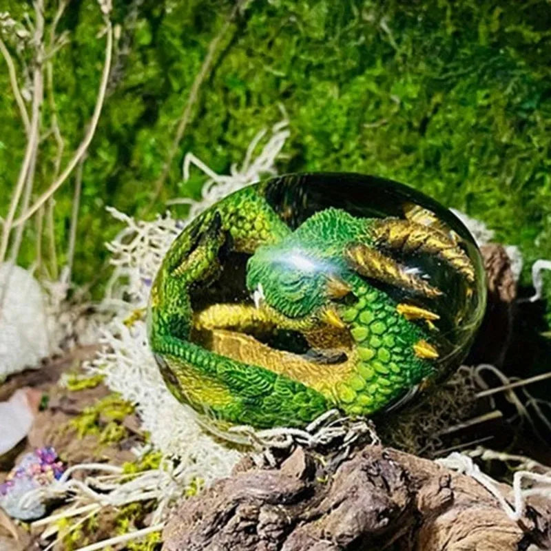 œufs dragon vert orange bleu violet réaliste écailles détails fins décor maison cadeau fantastique