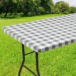 nappe table imperméable vert blanc carreaux moderne clips fixation camping usage extérieur