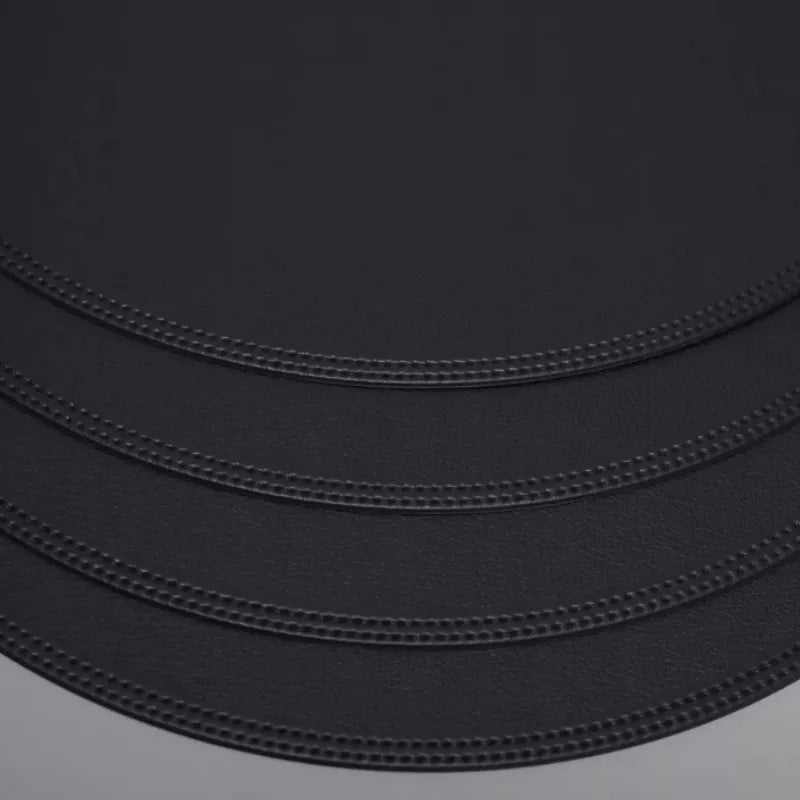 assiette ronde moderne simili cuir noir couverts dorés décoration table élégant 38cm