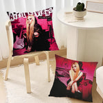 coussin carré avril lavigne noir rose pop guitare décoration voiture canapé chambre sofa