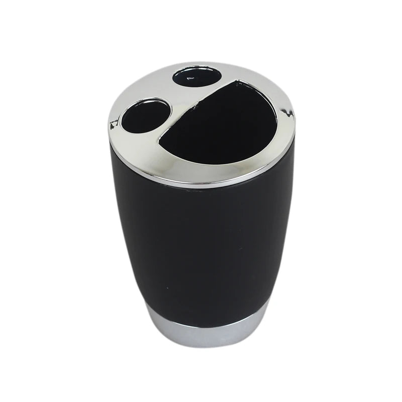 ensemble six accessoires salle bain noirs moderne rangement toilette tasse brosse poubelle