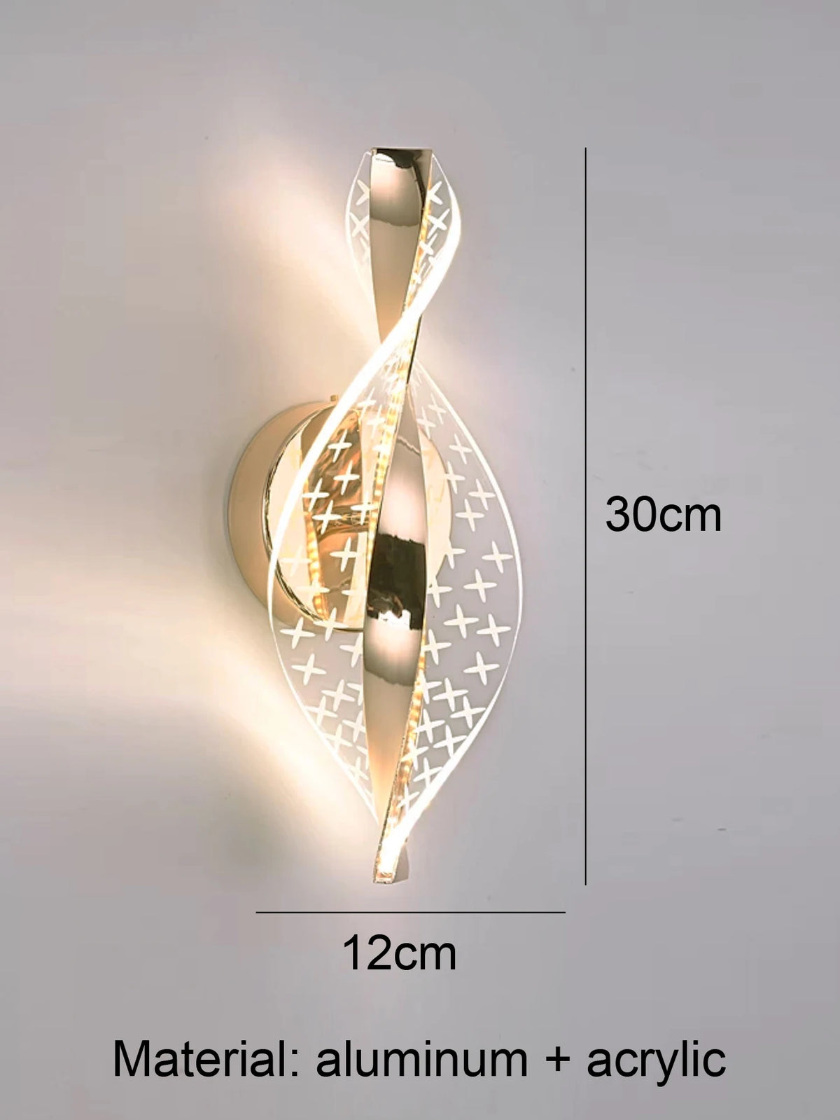 applique murale led moderne or brillante élégante chambre cuisine ondulé éclairage ambiant fixée mur