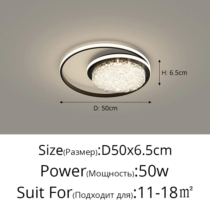 plafonnier led rond moderne cristaux blanc noir marron lampe intérieur élégante