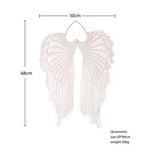 décoration murale ailes macramé blanc boho artisanal franges anneaux métalliques