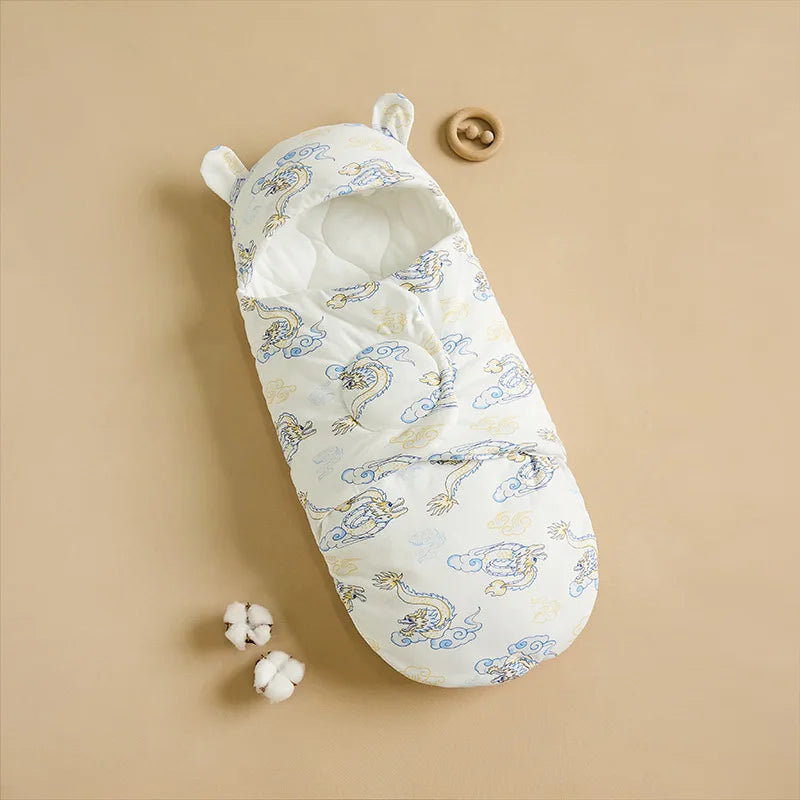 Sac couchage bébé fleurs animaux coton doux blanc rose pâle vert clair zip confortable