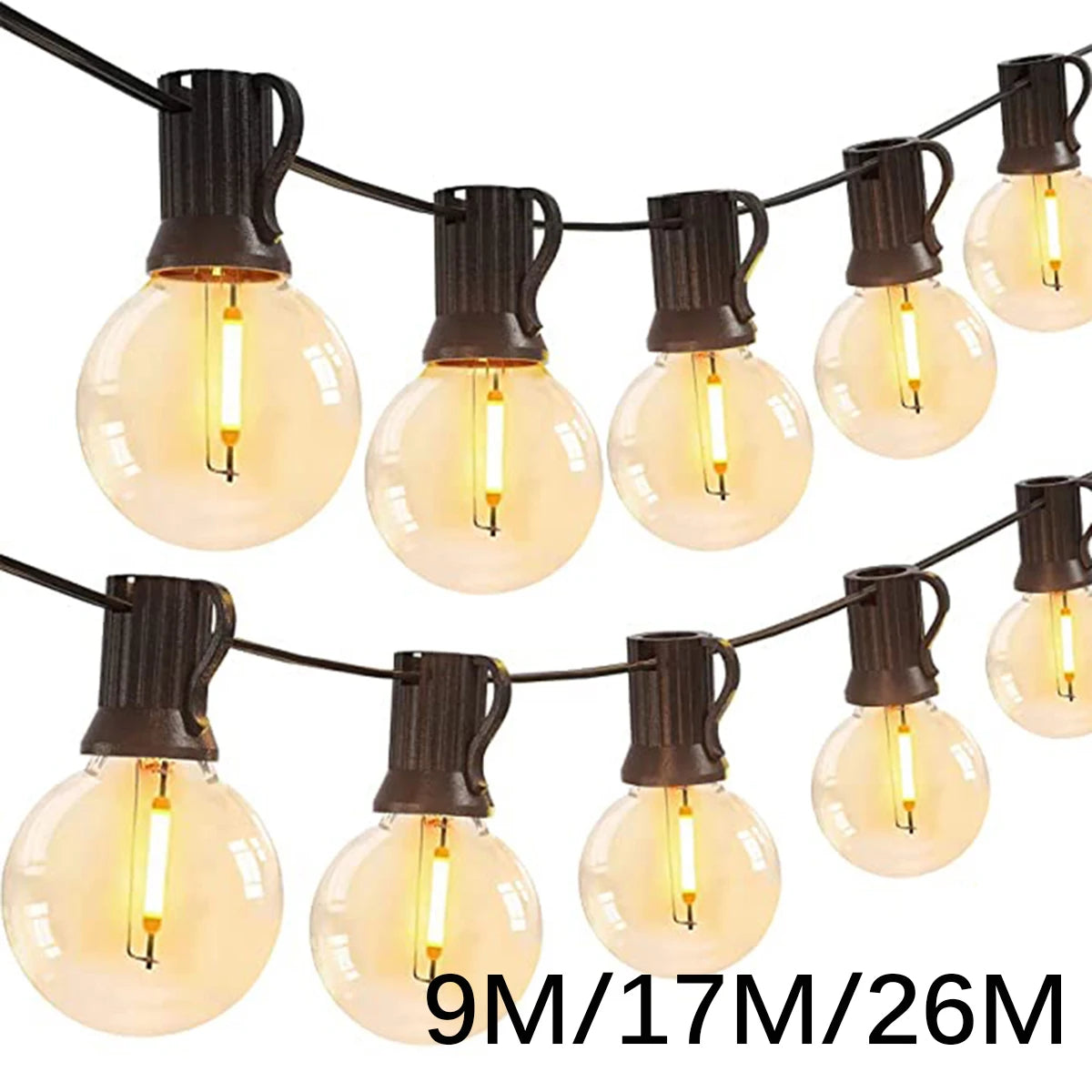 guirlande lumineuse transparente vintage 17m 52 ampoules clips étancheextérieur camping fête