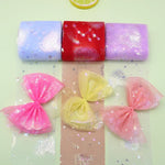 ruban decoratif brillant couleur bleu rouge violet rose jaune vert étoiles tissu polyester 6cm