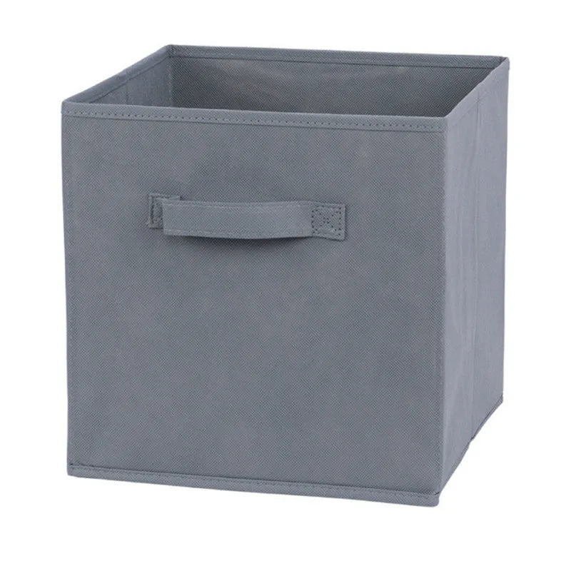 boîtes rangement réutilisables tissu non tissé beige gris noir bleu rose jaune vert poignées