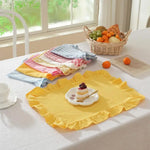 serviettes table vichy jaune blanc bleu clair rose classiques table manger cuisine salle manger