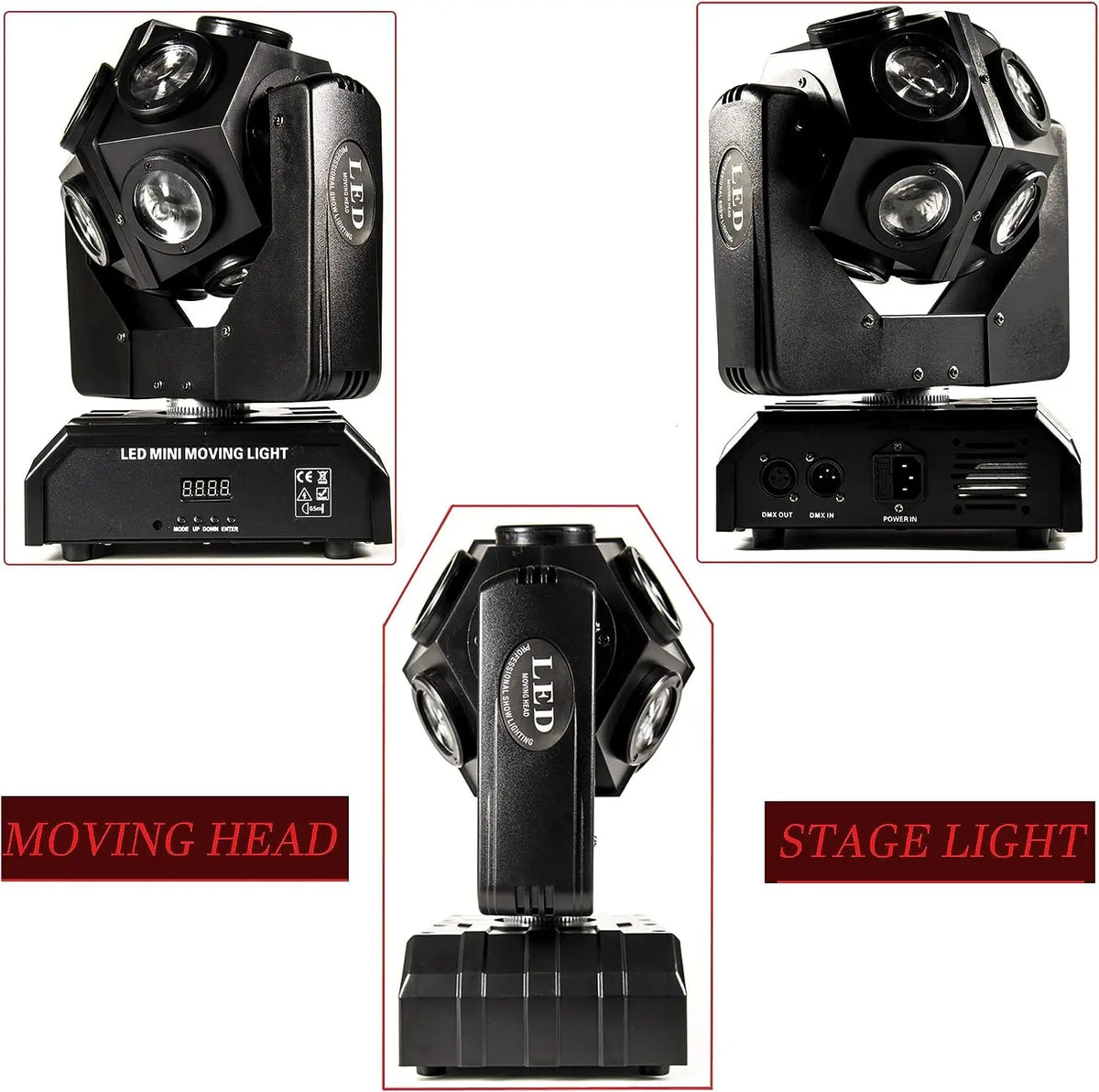 projecteur led rotatif noir moderne effet scène dmx auto son professionnel dj