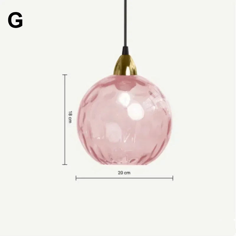 Suspension lumineuse moderne rose gris bleu ampoules intégrées texture granulée chambre salon