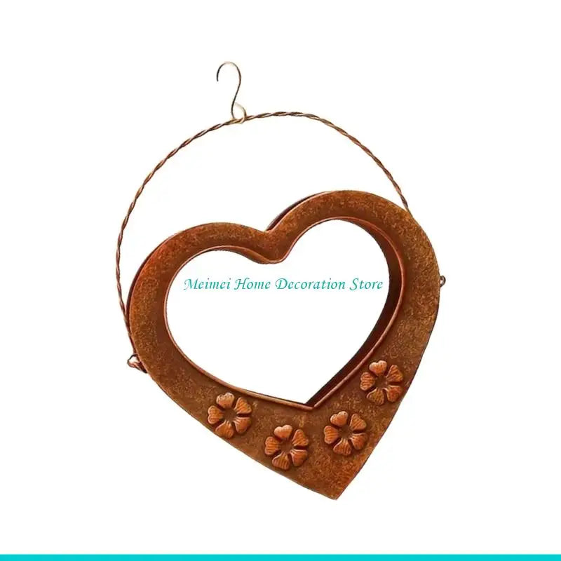 décoration murale cœur marron rustique motifs floraux texturée suspendue vintage crochets métalliquesintérieurextérieur