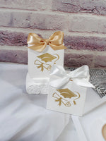 boîtes cadeaux blanc rouge ruban satiné graduation cap classique 100 pièces opaques festives anniversaire