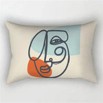 coussin rectangulaire moderne motif abstrait feuilles visages 100 polyester beige clair lit salon chambre