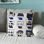 housse coussin carrée motif chat mignon décoratif salon chambre moderne coton blanc noir