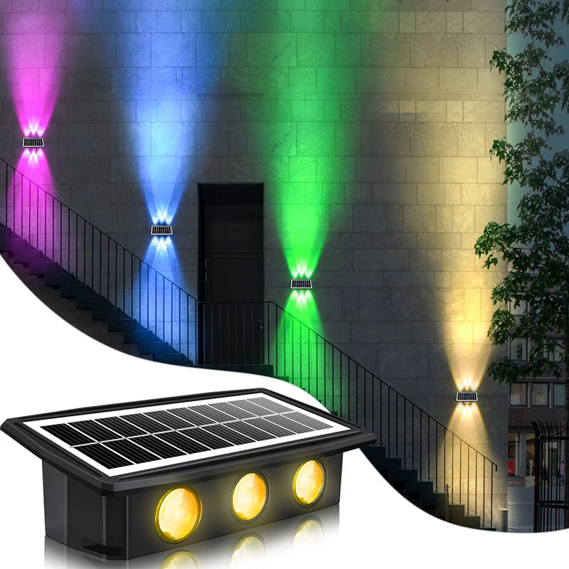 lumière solaire murale moderne adhésive led multicolore ip65 étanche jardin camping