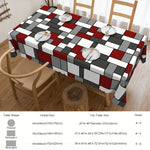 nappe table géométrique rouge gris blanche moderne polyester réutilisable 140x180cm
