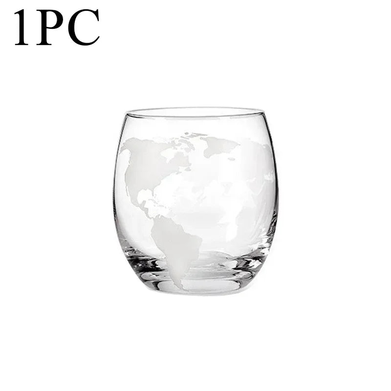 globe terrestre carafe whisky verres carte monde support bois bateau miniature transparent vintage