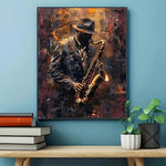 peinture numérique abstraite saxophone moderne diy toile multicolore vives taches pré imprimée