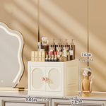 boîte rangement cosmétique tiroirs plastique moderne beige clair panneaux verticaux transparents organisation salon chambre