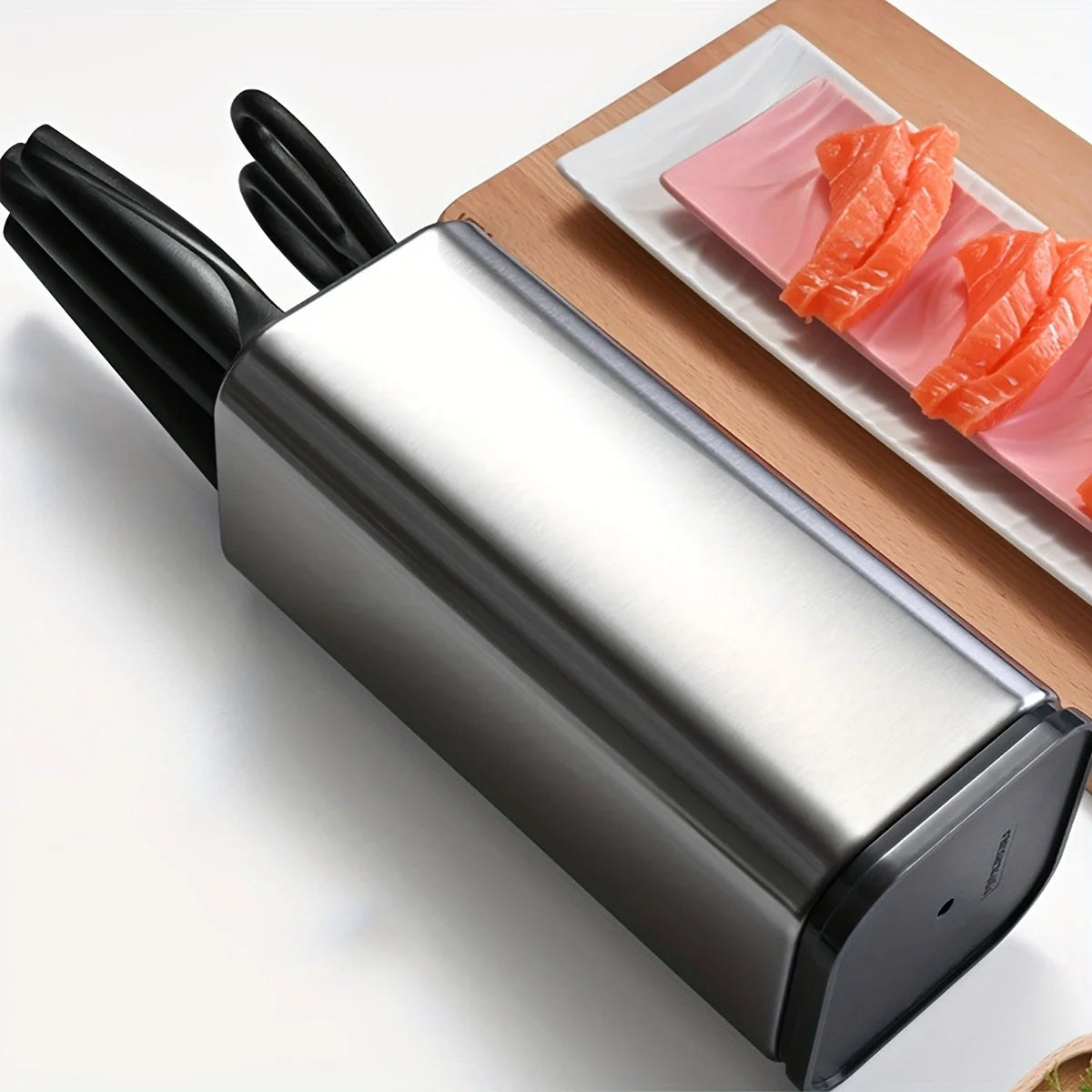 ensemble couteaux cuisine poignées bois naturel acier inoxydable respectueux environnement moderne fonctionnel couteau chef