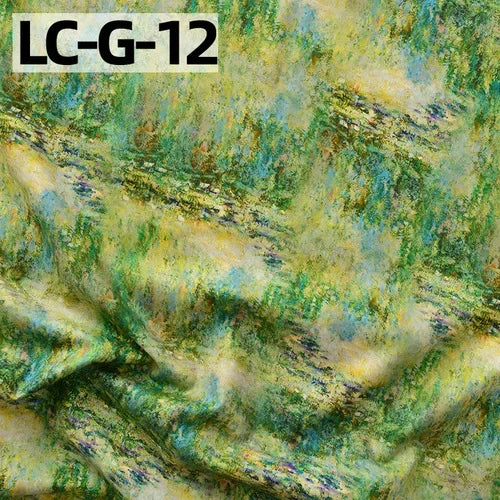 tissu imprimé coton biodegradable 145x50cm paysages fleurs abstrait impressionniste vert bleu rose