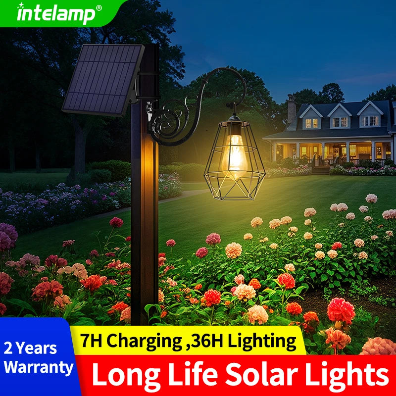lampe solaire rechargeable led noir grille géométrique vintage clips câble flexible 16 pieds