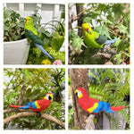 statuette perroquet résine couleurs vives plumes décoratif tropical pot fleurs