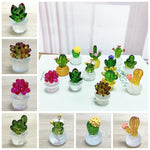 miniature cactus résine verte jaune rouge artisanale transparente décoration extérieure succulente