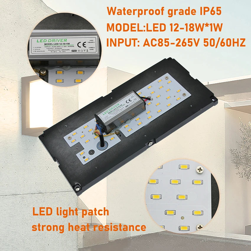 applique murale led moderne noire blanche ip65 vis fixations aluminiumextérieur