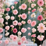 décoration intérieure guirlande florale rose mixte romantique chambre fil transparent