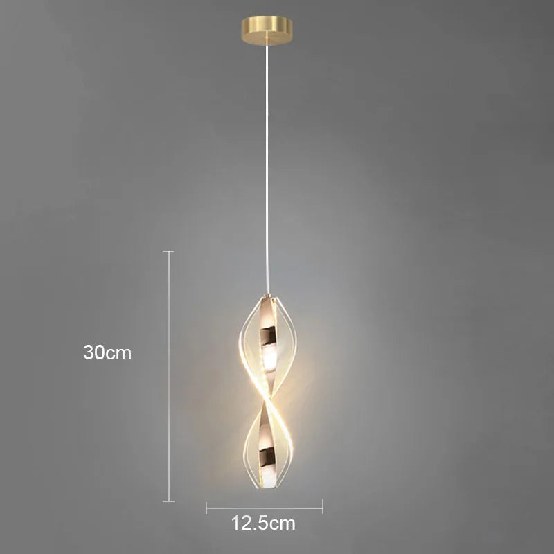 lumière suspendue moderne transparente ligne verticale métallique doré chambre salon