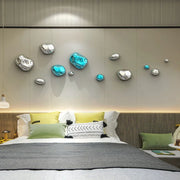 Décoration murale en pierre abstraite pour chambre, design européen en bois et métal argenté