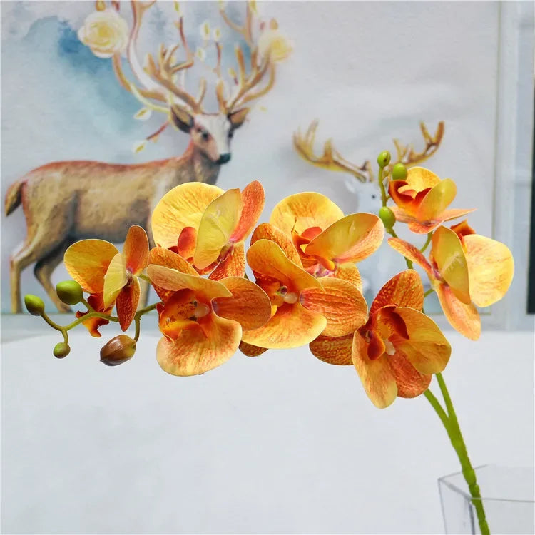 bouquet fleurs artificielles orchidées modernes orange rose blanc intérieur décoration maison anniversaire mariage
