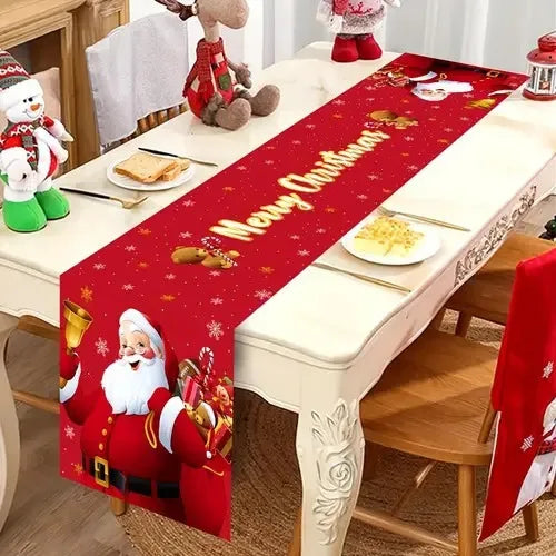table noel tissu motif noel pere noel renne flocons halloween nouvelle an festive rouge