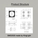 led smd2020 noires frosted surface colloid blackening électronique opacity 5v 20ma