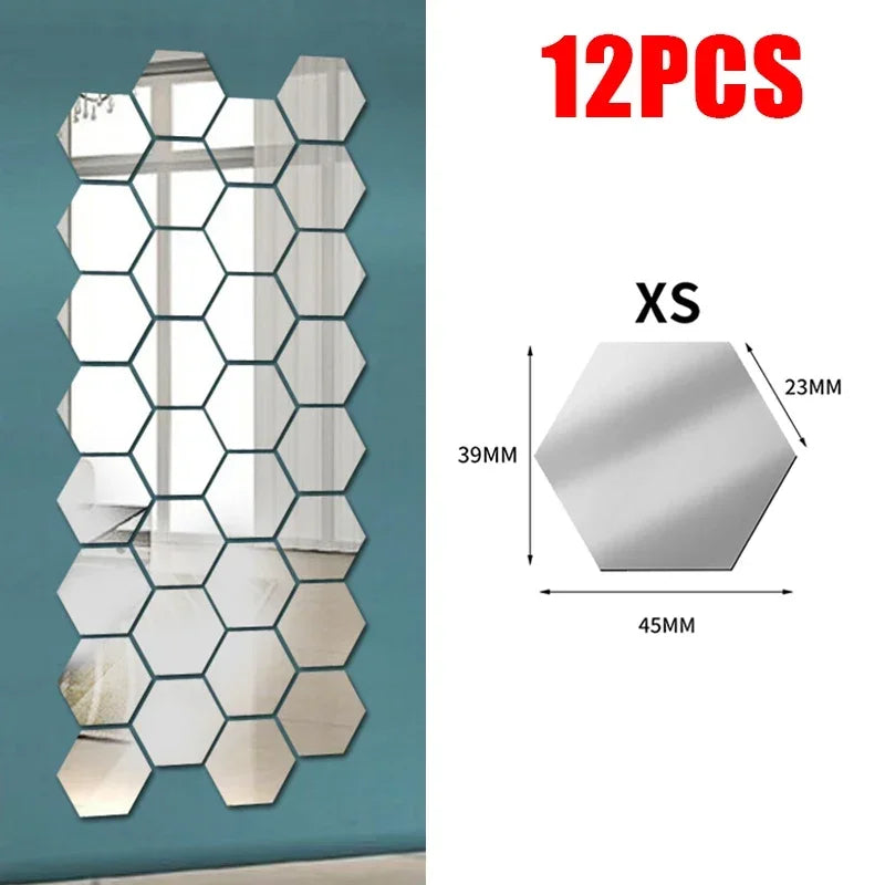 miroirs hexagonaux modernes argent doré adhésifs auto collants amovibles acrylique translucides décoration murale maison