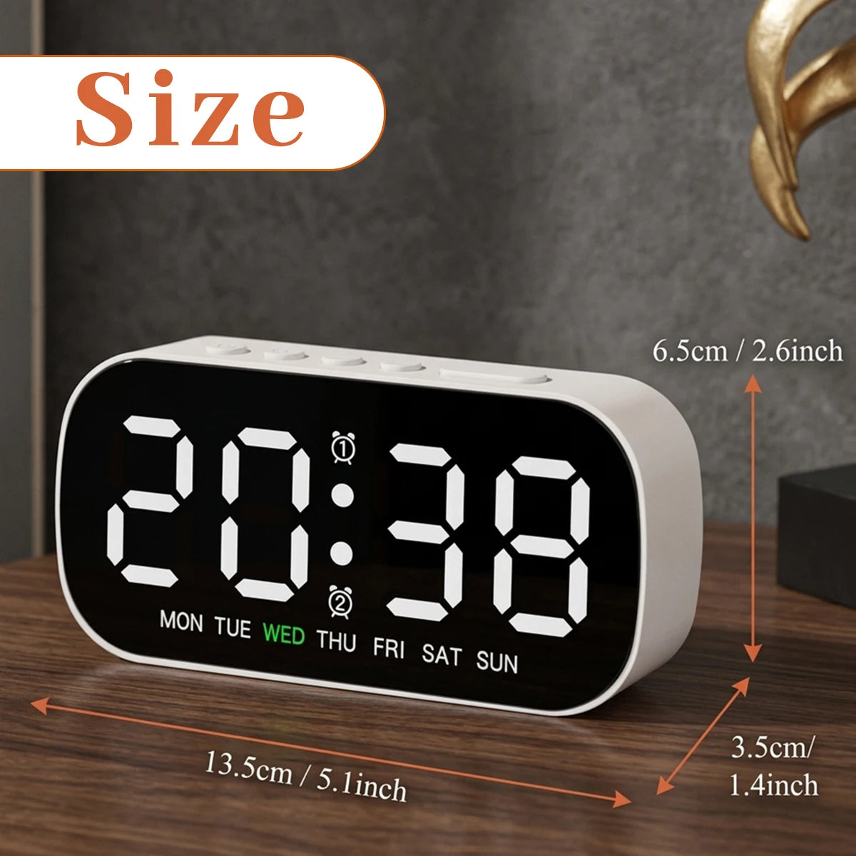 horloge numérique led moderne blanc affichage calendrier alarme