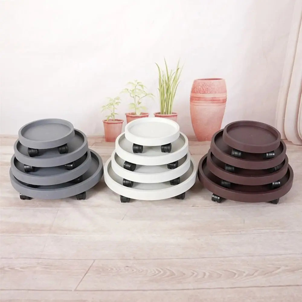 plateau roulettes 360° marron gris blanc moderne pot fleurs rotationnelle