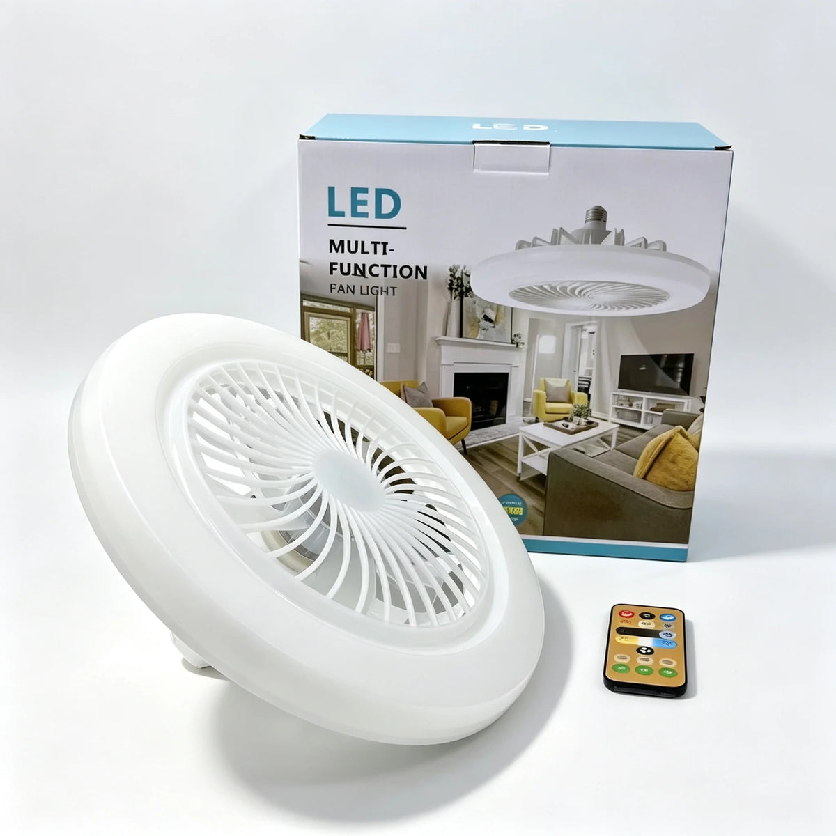 ventilateur plafonnier led moderne blanc grille télécommande vitesses silencieux minuterie lumière dimmable