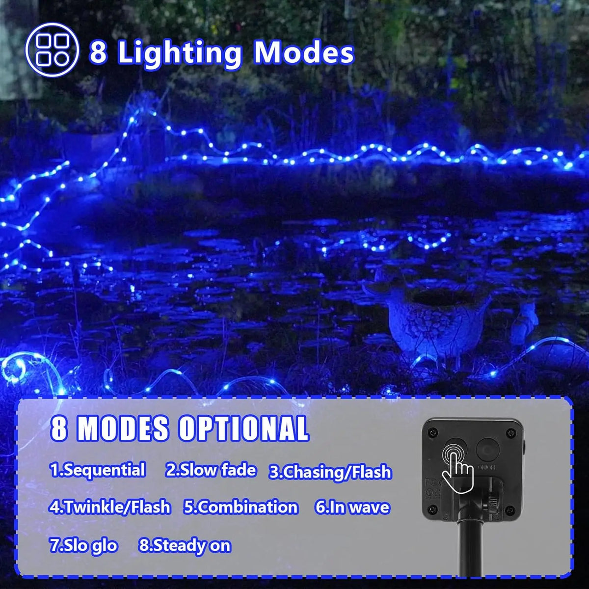 guirlande lumineuse solaire 300 led bleu clair moderne fil cuivre ip65 modes autoinstallation noel