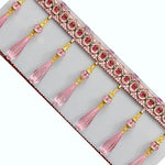 ruban décoratif pompons marron doré violet rose blanc floral élégant traditionnel bricolage couture