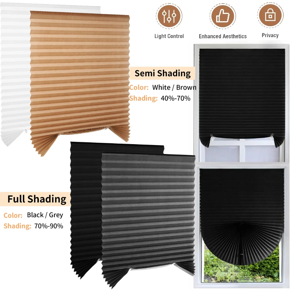 store plissé occultant moderne mesure adhésif fenêtre maison chambre tissu gris blanc noir