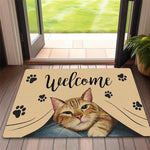 tapis d'entrée moderne chaton bienvenue antidérapant extérieur salon salle bain polyester
