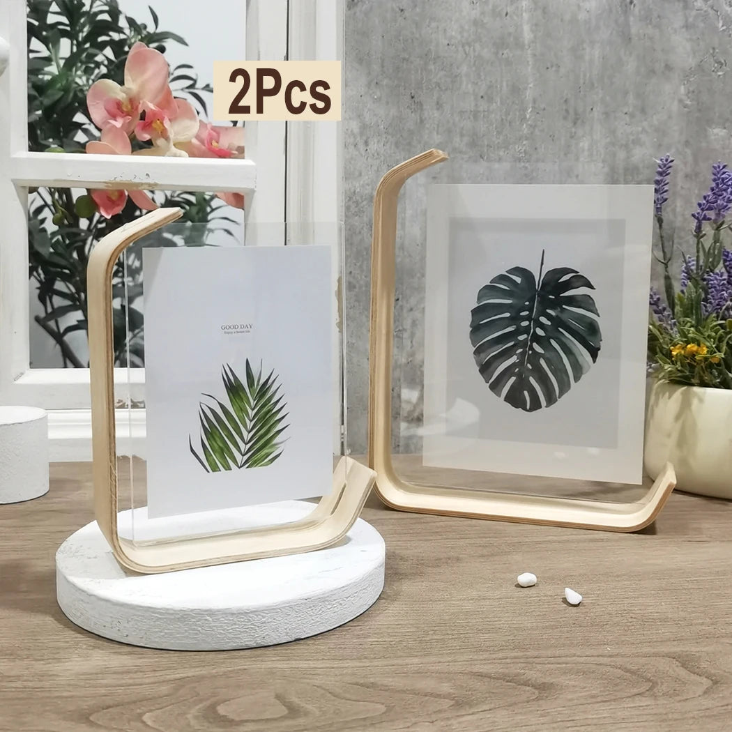 cadre photo moderne feuille tropicale transparent bois naturel 10x15cm 15x20cm adhésif minimaliste