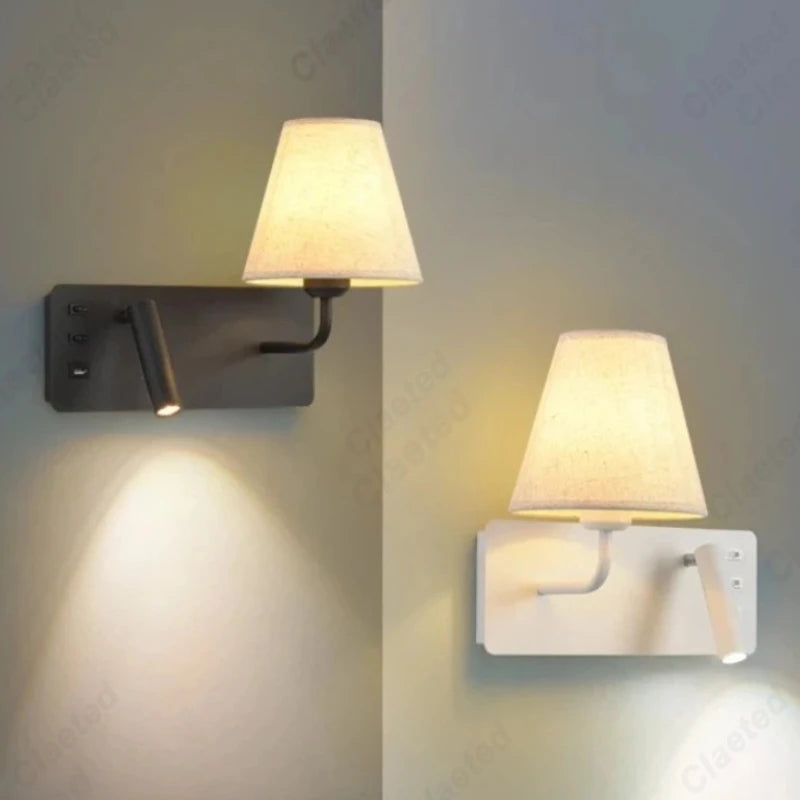 lampe murale moderne prise usb abatjour orientable blanc beigeclair