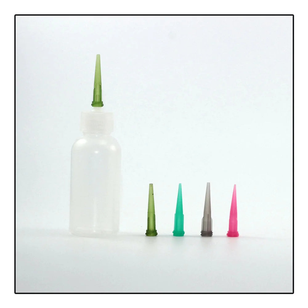 seringues bouteilles serre capsules blanc vert rose gris noir embouts applicateurs set bricolage decoration