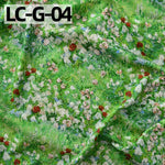 tissu imprimé coton biodegradable 145x50cm paysages fleurs abstrait impressionniste vert bleu rose