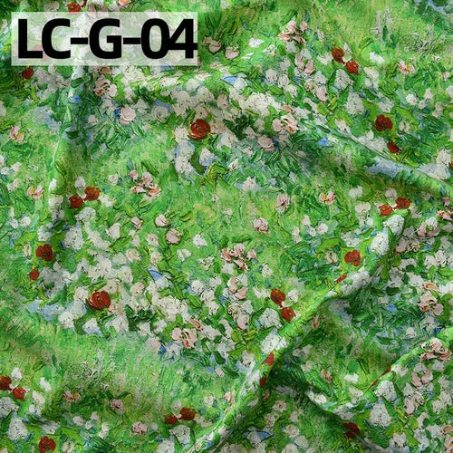 tissu imprimé coton biodegradable 145x50cm paysages fleurs abstrait impressionniste vert bleu rose