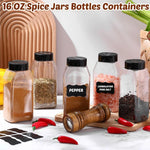 bocaux plastique transparents couvercle noir shaker assaisonnement herbes épices stockage moderne minimaliste